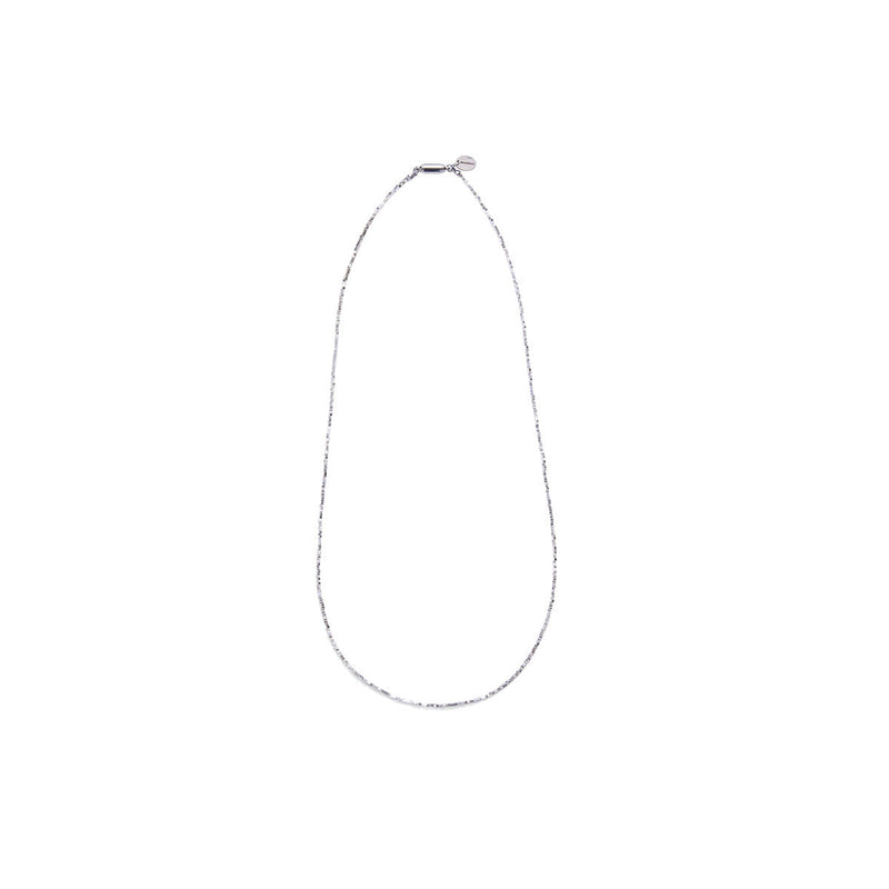 ハシバミ ネックレス レディース チェーン ロング HASHIBAMI 天然石 ヘマタイト キラキラ ゴールド シルバー 留め具 マグネット ワンタッチ ポーチ付き 重ね付け シンプル 立方体 極小(シルバー/ゴールド) 60cm HB2100248