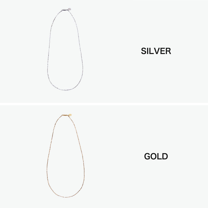 ハシバミ ネックレス レディース チェーン ロング HASHIBAMI 天然石 ヘマタイト キラキラ ゴールド シルバー 留め具 マグネット ワンタッチ ポーチ付き 重ね付け シンプル 立方体 極小(シルバー/ゴールド) 60cm HB2100248