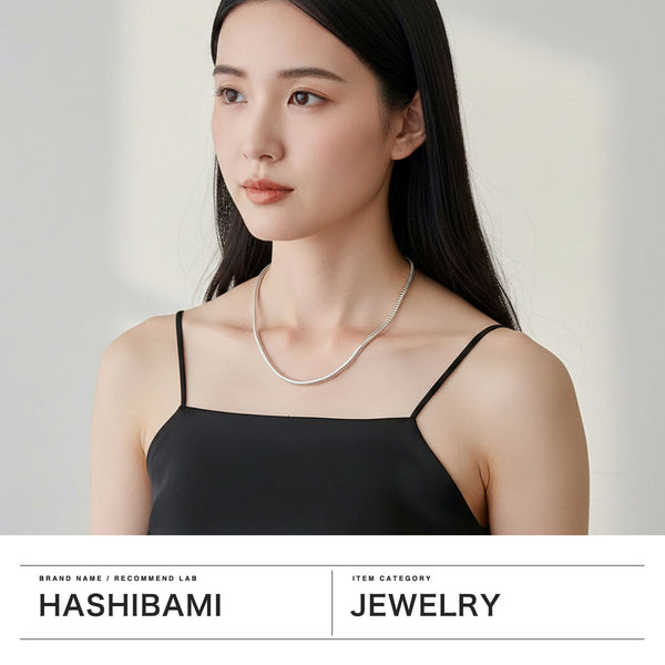 ハシバミ ネックレス レディース チェーン HASHIBAMI 天然石 ヘマタイト 留め具 マグネット ワンタッチ ポーチ付き 重ね付け シンプル おしゃれ 大人 女性 20代 30代 ドーナツ(大) シルバー 45cm HB2100249