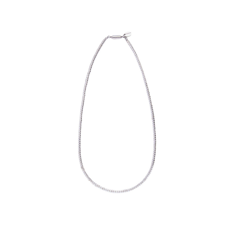 ハシバミ ネックレス レディース チェーン HASHIBAMI 天然石 ヘマタイト 留め具 マグネット ワンタッチ ポーチ付き 重ね付け シンプル おしゃれ 大人 女性 20代 30代 ドーナツ(大) シルバー 45cm HB2100249