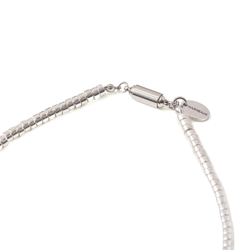 ハシバミ ネックレス レディース チェーン HASHIBAMI 天然石 ヘマタイト 留め具 マグネット ワンタッチ ポーチ付き 重ね付け シンプル おしゃれ 大人 女性 20代 30代 ドーナツ(大) シルバー 45cm HB2100249