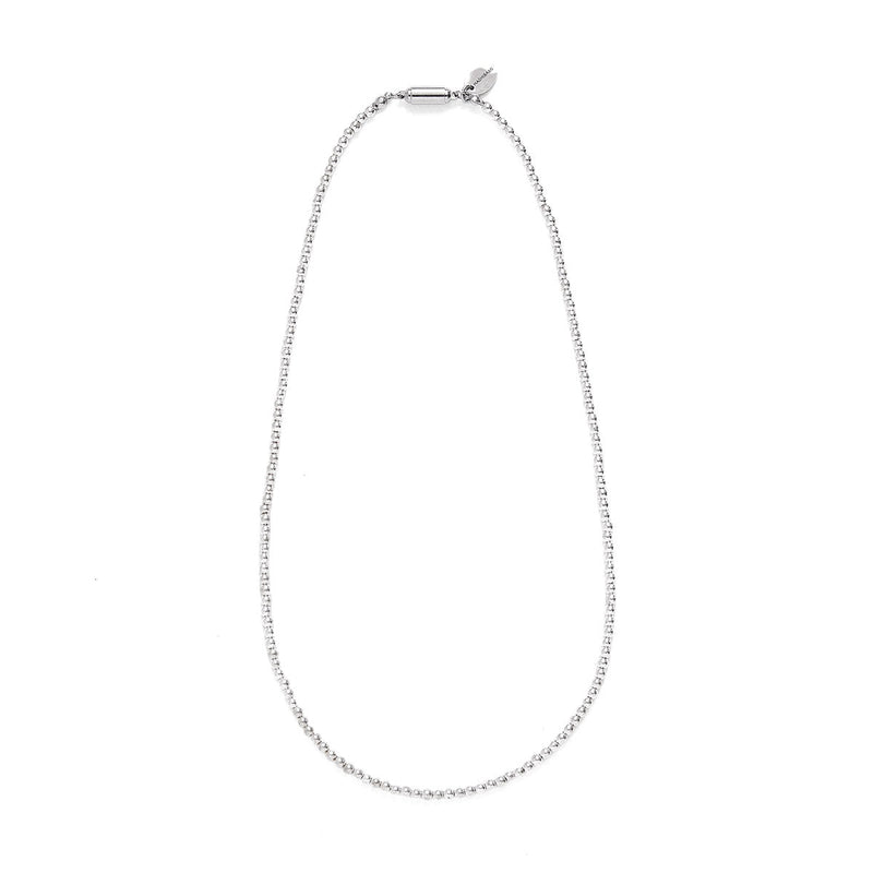 ハシバミ ネックレス レディース HASHIBAMI シルバー シンプル ボールチェーン風 マグネット ワンタッチ ポーチ付き ヘマタイト かわいい おしゃれ アクセサリー 2.5mm玉 45cm 天然石 HB2100250