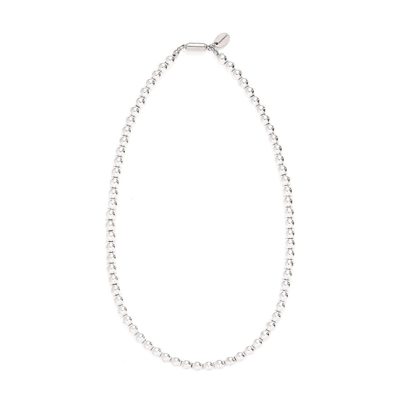 ハシバミ ネックレス レディース HASHIBAMI シルバー シンプル ボールチェーン風 マグネット ワンタッチ ポーチ付き 短め ヘマタイト かわいい おしゃれ アクセサリー 5.5mm玉 43cm 天然石 HB2100252