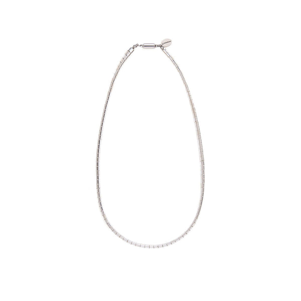 ハシバミ ネックレス レディース チェーン HASHIBAMI 天然石 ヘマタイト 留め具 マグネット ワンタッチ ポーチ付き 重ね付け シンプル おしゃれ カジュアル 普段使い 大人 20代 30代 瓦型 シルバー 43cm HB2100253