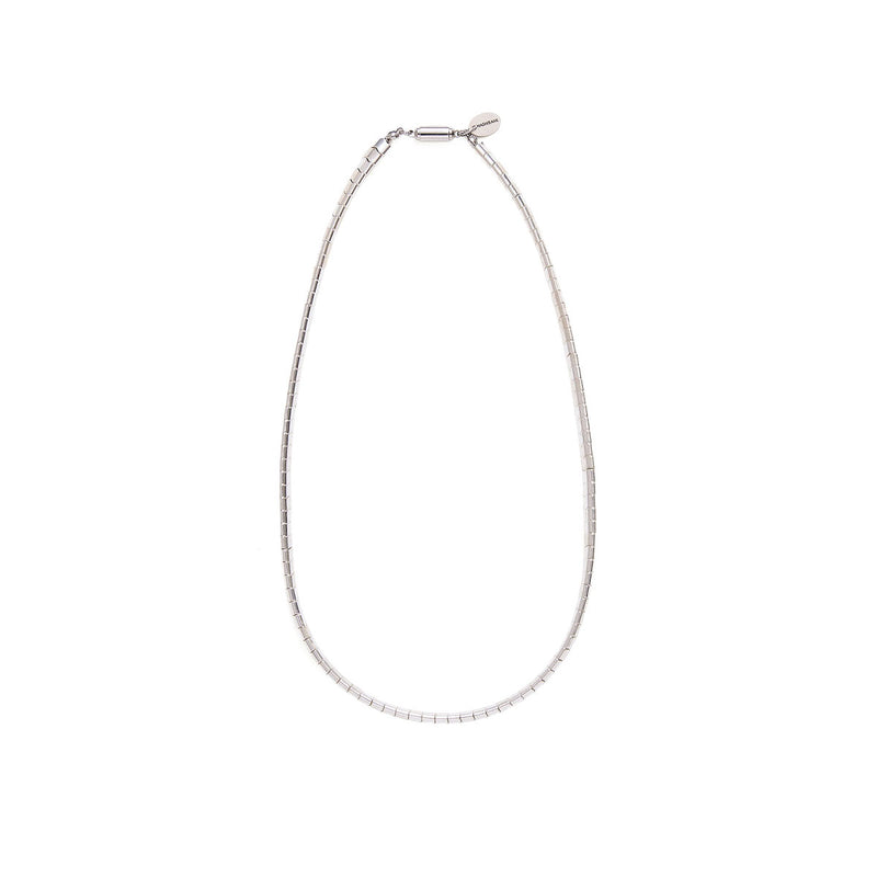 ハシバミ ネックレス レディース チェーン HASHIBAMI 天然石 ヘマタイト 留め具 マグネット ワンタッチ ポーチ付き 重ね付け シンプル おしゃれ カジュアル 普段使い 大人 20代 30代 瓦型 シルバー 43cm HB2100253