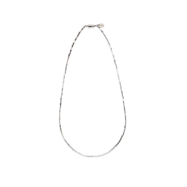 ハシバミ ネックレス レディース チェーン HASHIBAMI 天然石 ヘマタイト 留め具 マグネット ワンタッチ ポーチ付き 重ね付け シンプル おしゃれ 普段使い オケージョン 大人 20代 30代 角柱(長) シルバー 52cm HB2100254