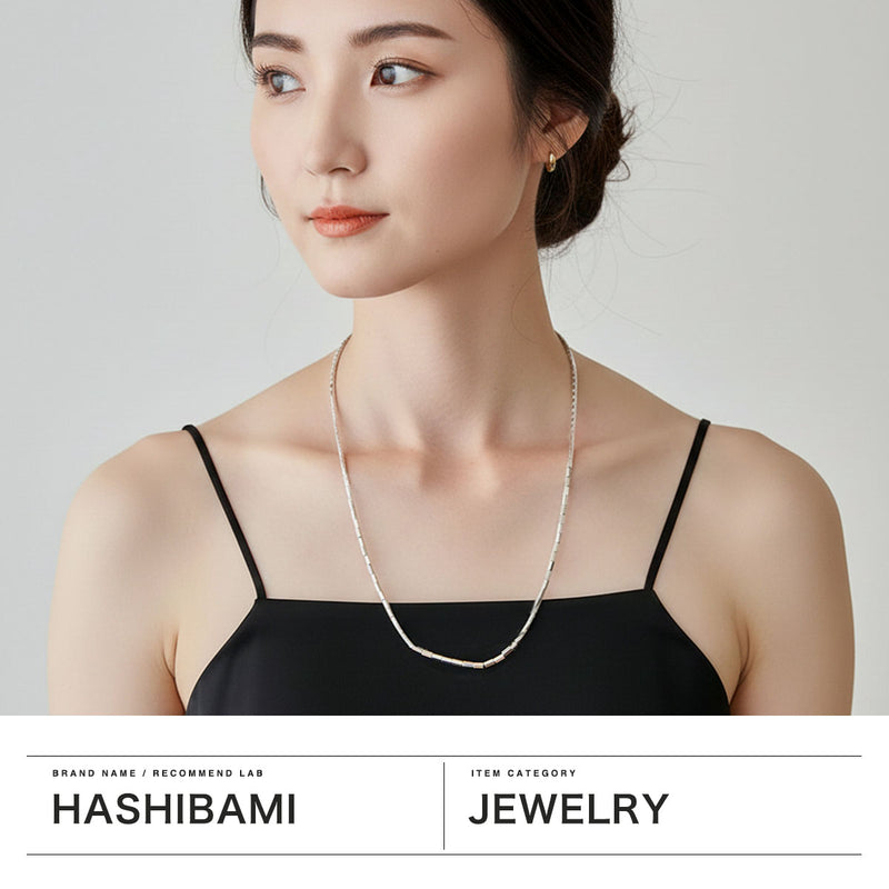 ハシバミ ネックレス レディース チェーン HASHIBAMI 天然石 ヘマタイト 留め具 マグネット ワンタッチ ポーチ付き 重ね付け シンプル おしゃれ 普段使い オケージョン 大人 20代 30代 角柱(長) シルバー 52cm HB2100254