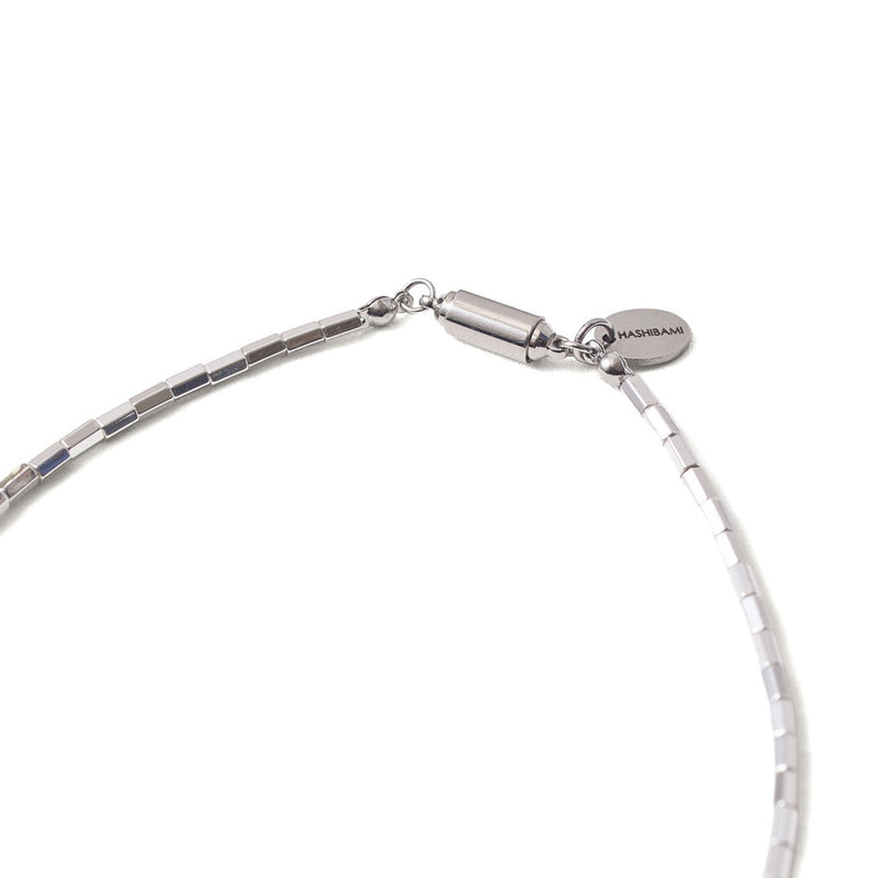 ハシバミ ネックレス レディース チェーン HASHIBAMI 天然石 ヘマタイト 留め具 マグネット ワンタッチ ポーチ付き 重ね付け シンプル おしゃれ 普段使い オケージョン 大人 20代 30代 角柱(長) シルバー 52cm HB2100254