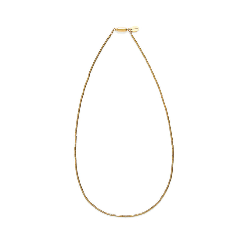 ハシバミ ネックレス レディース チェーン HASHIBAMI 円柱(長) ゴールド 52cm 天然石 ヘマタイト 留め具 マグネット ワンタッチ ポーチ付き 重ね付け シンプル おしゃれ 普段使い オケージョン 大人 20代 30代 HB2100256