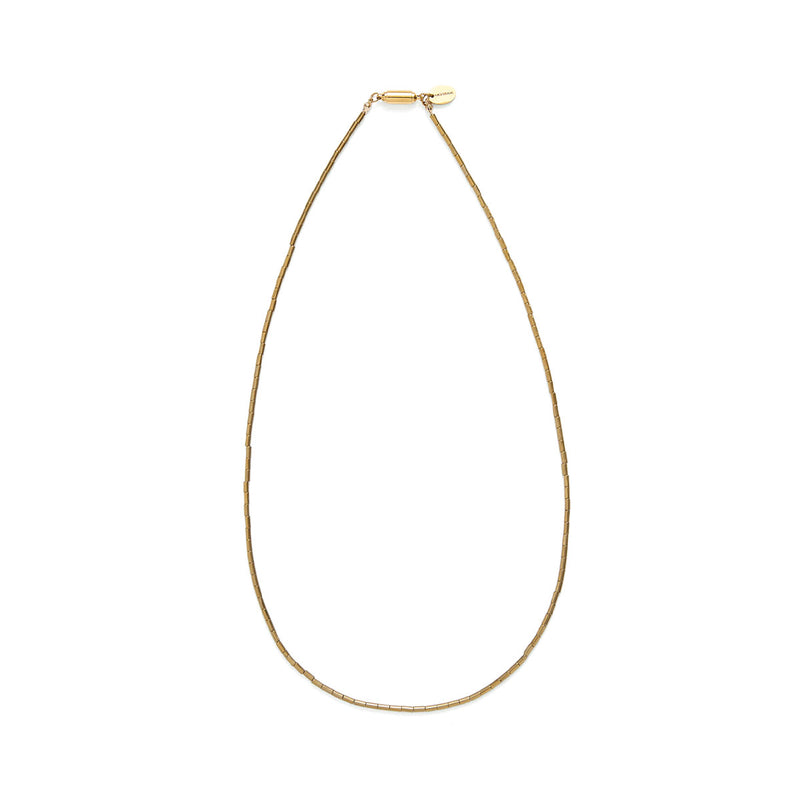 ハシバミ ネックレス レディース チェーン HASHIBAMI 円柱(長) ゴールド 52cm 天然石 ヘマタイト 留め具 マグネット ワンタッチ ポーチ付き 重ね付け シンプル おしゃれ 普段使い オケージョン 大人 20代 30代 HB2100256