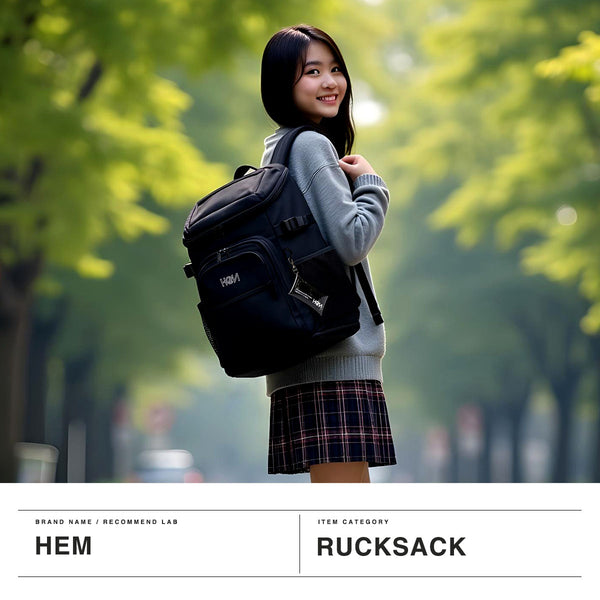 [Our limited model] Hembucky Ladies Men's Men's Capacity HEM Bag Fashionable Lightweight Brand Casual Women A4 B4 A3 30L PC Square Daypack Soh HEM Bespoke Box Box Rucksack 39-8097