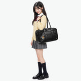 ヘム スクールバッグ 合皮 女子高生 高校生 HeM バッグ スクバ 大容量 通学カバン おしゃれ かわいい スクール 肩掛け 通学用 二層 PC収納 ブラック ブラウン 持ち手長め A4 16インチ ベスティー二層 39-73200