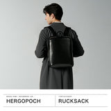 【正規取扱店】 エルゴポック リュック メンズ 通勤 HERGOPOCH 軽量 バックパック デイパック 本革 軽い ビジネスリュック A4 B4 レザー ビジネス シンプル おしゃれ 上品 薄型 黒 No.06 ワキシングレザー 06N-BP