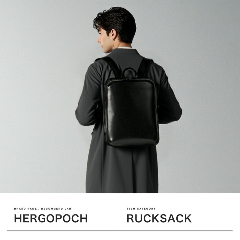 【正規取扱店】 エルゴポック リュック メンズ 通勤 HERGOPOCH 軽量 バックパック デイパック 本革 軽い ビジネスリュック A4 B4 レザー ビジネス シンプル おしゃれ 上品 薄型 黒 No.06 ワキシングレザー 06N-BP