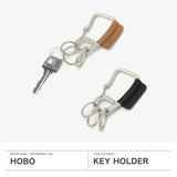 Hobo keychain Metal Fittings Hobo Bergaya Jenama Lelaki Lelaki Key Ring Carabiner Matte Matte Brass Leather Leather Leather Leather Leather Buat di Jepun Carabiner Key Ring Tembaga Matte With Shrink Cow Leather HB-A4501