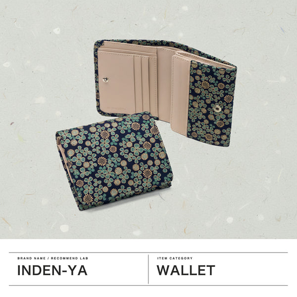 印傳屋 財布 レディース 二つ折り コンパクト INDEN-YA 二つ折 ブランド 本革 鹿革 小銭入れ BOX型小銭入れ かわいい おしゃれ 漆 シロツメクサ 花柄 上品 印伝 上原勇七 甲州印伝 日本製 白詰草 FT-22札入 7302