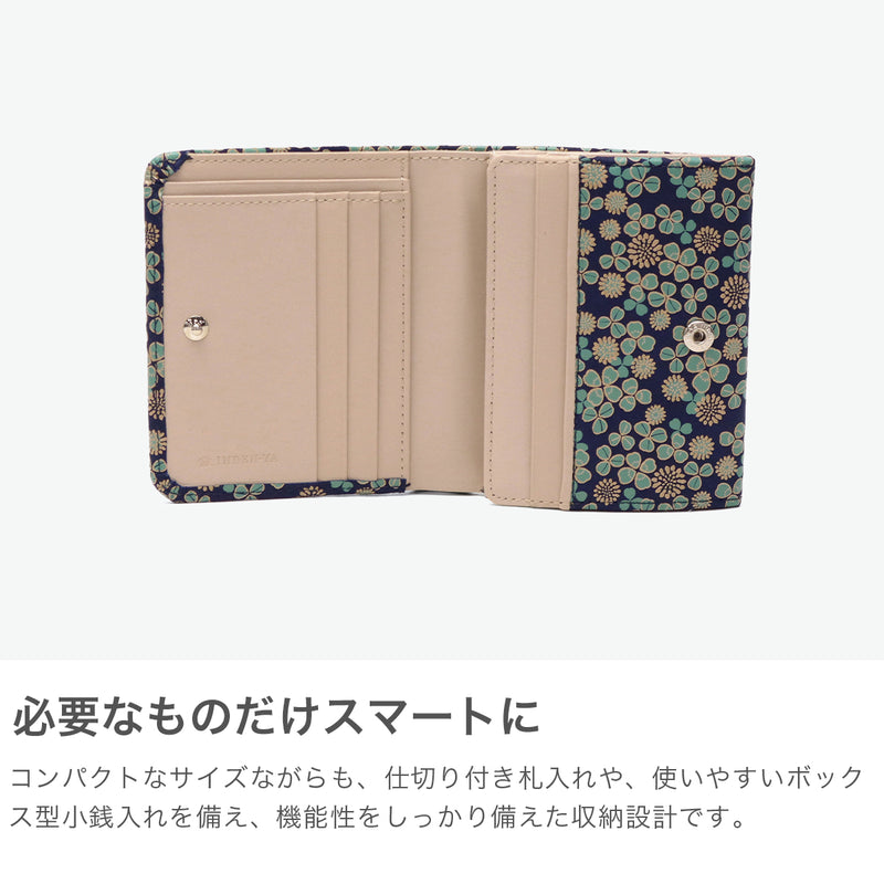 印傳屋 財布 レディース 二つ折り コンパクト INDEN-YA 二つ折 ブランド 本革 鹿革 小銭入れ BOX型小銭入れ かわいい おしゃれ 漆 シロツメクサ 花柄 上品 印伝 上原勇七 甲州印伝 日本製 白詰草 FT-22札入 7302