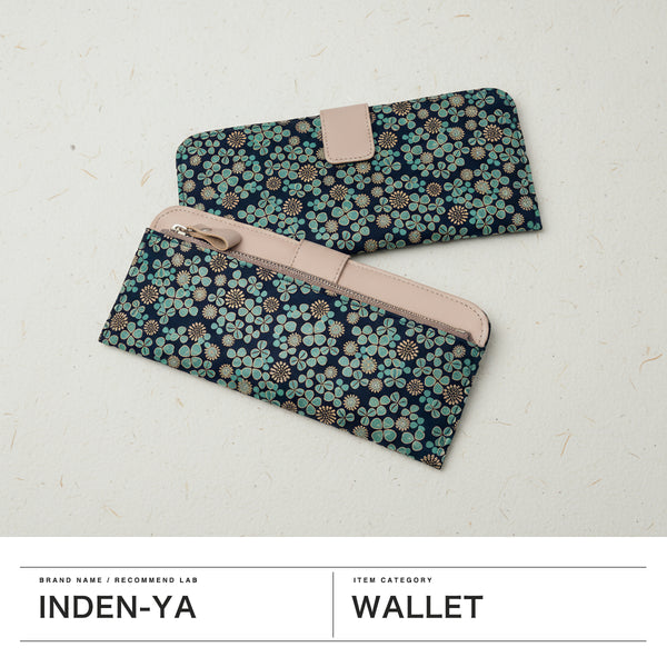 印傳屋 長財布 レディース 薄い スリム コンパクト INDEN-YA ブランド 本革 鹿革 かわいい おしゃれ 軽い 漆 シロツメクサ クローバー 花柄 上品 大人 印伝 上原勇七 甲州印伝 日本製 白詰草 束入L 7303