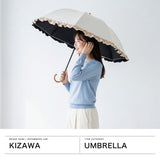 キザワ 折りたたみ傘 傘 レディース 軽量 晴雨兼用 折りたたみ 完全遮光 KIZAWA 遮光 無地 2WAY 長傘 遮光率100％ UVカット率100％ UPF50＋ 撥水 8本骨 nino single frill 2段式 折りたたみ日傘 25019-031