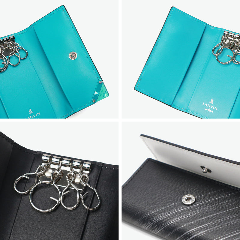 Lanvin on Blue Key Case for Men Leather Brand Lanvin en Bleu 가죽 가죽 진짜 가죽 카우 히드 키 가벼운 세련된 가죽 액세서리 케이스 핵심 사례 소형 슬림 한 얇은 성인 남자 30 대 및 40s 선물 아쿠아 513621