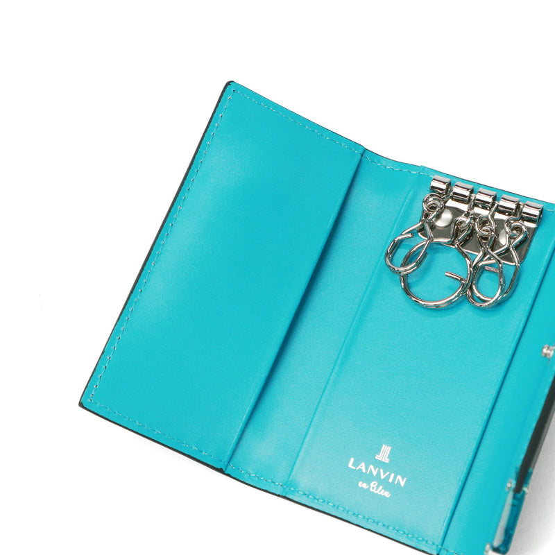 Lanvin on Blue Key Case for Men Leather Brand Lanvin en Bleu 가죽 가죽 진짜 가죽 카우 히드 키 가벼운 세련된 가죽 액세서리 케이스 핵심 사례 소형 슬림 한 얇은 성인 남자 30 대 및 40s 선물 아쿠아 513621