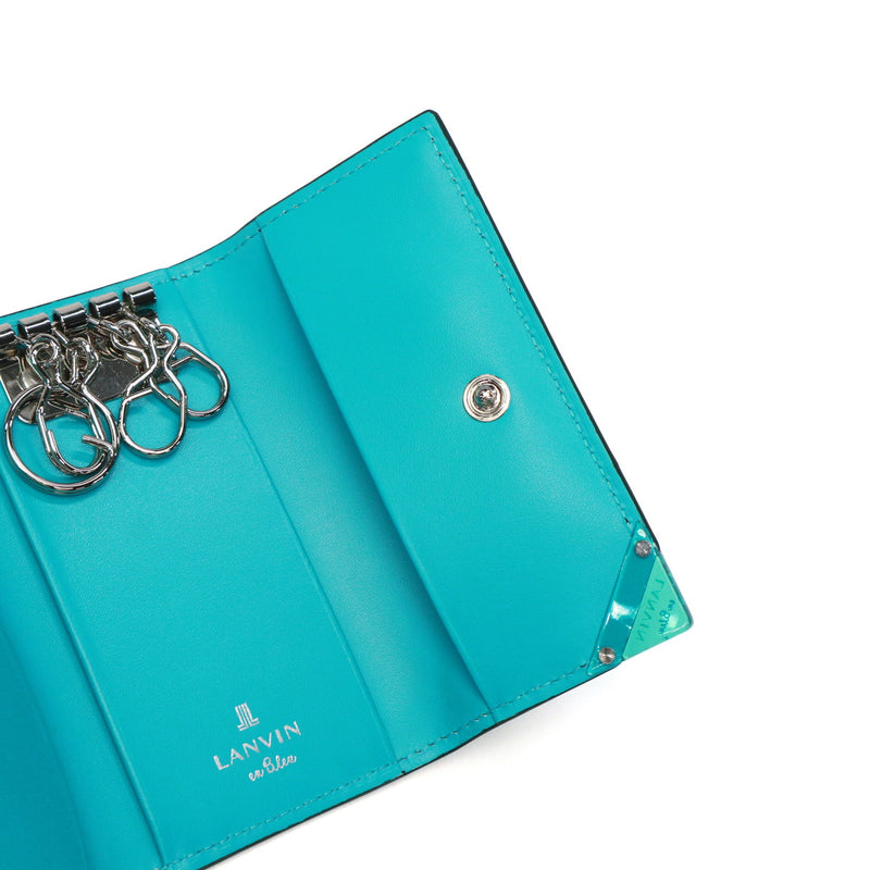 Lanvin on Blue Key Case for Men Leather Brand Lanvin en Bleu 가죽 가죽 진짜 가죽 카우 히드 키 가벼운 세련된 가죽 액세서리 케이스 핵심 사례 소형 슬림 한 얇은 성인 남자 30 대 및 40s 선물 아쿠아 513621