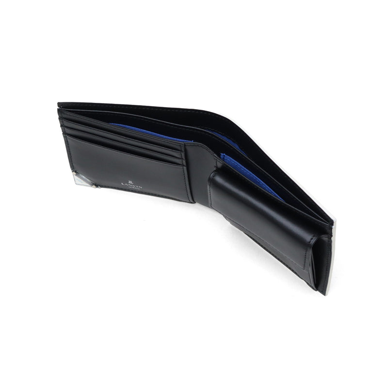 Lanvin on Blue Bifold Wallet for Men Brand LANVIN en Bleu Wallet Genuine Leather Easy to Use Compact Bifold Adult Leather Folding Wallet Leather Slim Thin Thin Coin Purse Lightweight Lightweight Gift Aqua 513622