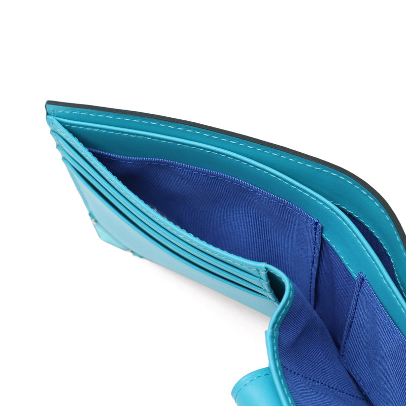 Lanvin on Blue Bifold Wallet for Men Brand LANVIN en Bleu Wallet Genuine Leather Easy to Use Compact Bifold Adult Leather Folding Wallet Leather Slim Thin Thin Coin Purse Lightweight Lightweight Gift Aqua 513622