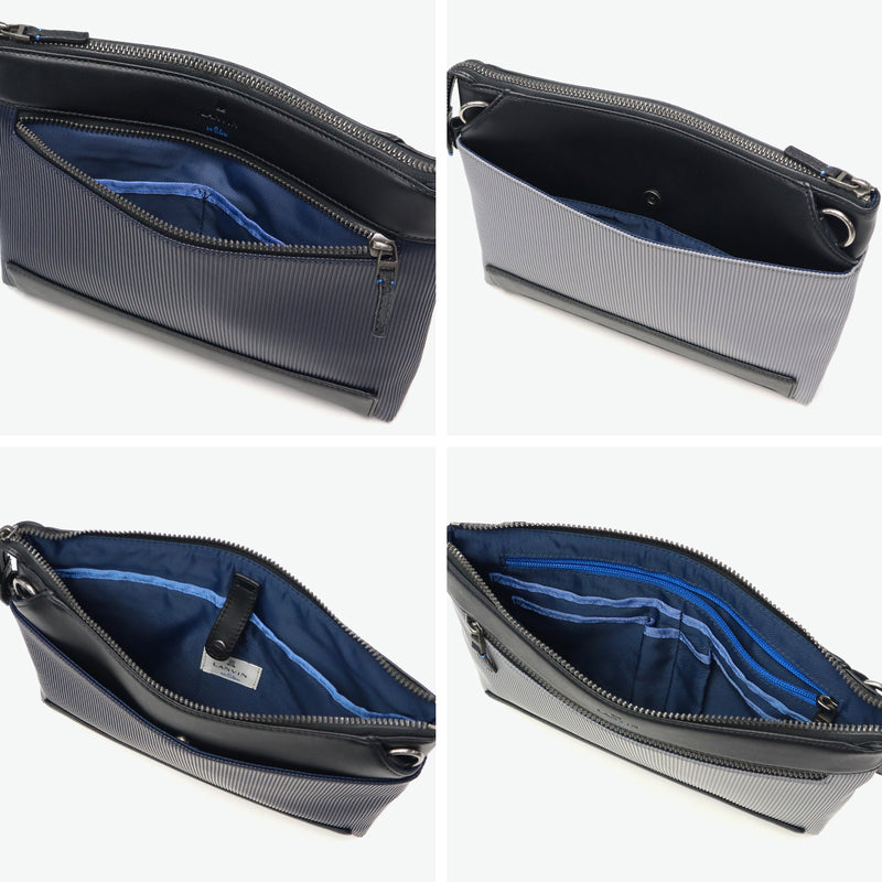 LANVIN on蓝色离合器包男士品牌LANVIN en Bleu 2way斜挎包斜挎包第二包离合器手持PVC条纹A5 颠簸离合器肩517121