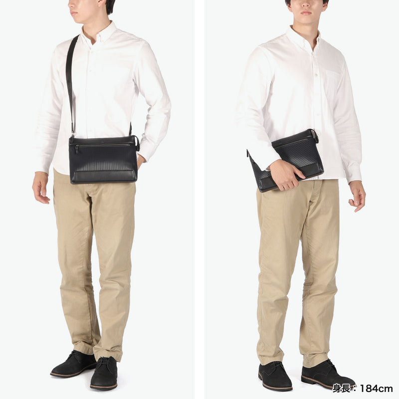 LANVIN on蓝色离合器包男士品牌LANVIN en Bleu 2way斜挎包斜挎包第二包离合器手持PVC条纹A5 颠簸离合器肩517121
