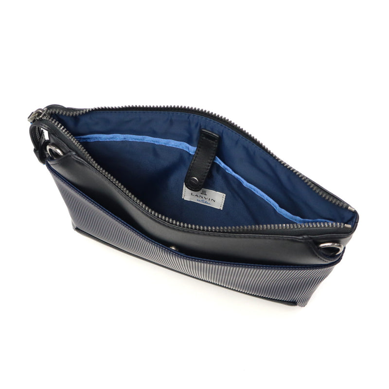 LANVIN on蓝色离合器包男士品牌LANVIN en Bleu 2way斜挎包斜挎包第二包离合器手持PVC条纹A5 颠簸离合器肩517121