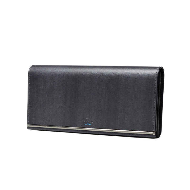 ランバン オン ブルー 長財布 メンズ かぶせ 薄型 LANVIN en Bleu 薄型財布 本革 ブランド レザー 牛革 革 財布 小銭入れあり ロングウォレット おしゃれ 軽量 ガンメタル シンプル 大人 レノア 518614