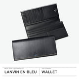 ランバン オン ブルー 長財布 メンズ かぶせ 薄型 LANVIN en Bleu 薄型財布 本革 ブランド レザー 牛革 革 財布 小銭入れあり ロングウォレット おしゃれ 軽量 ガンメタル シンプル 大人 レノア 518614