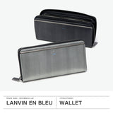 ランバン オン ブルー 長財布 メンズ ラウンドファスナー LANVIN en Bleu 本革 ブランド レザー 牛革 革 財布 小銭入れあり ロングウォレット おしゃれ 軽量 ガンメタル シンプル 大人 レノア 518615