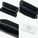 ランバン オン ブルー 長財布 メンズ ラウンドファスナー LANVIN en Bleu 本革 ブランド レザー 牛革 革 財布 小銭入れあり ロングウォレット おしゃれ 軽量 ガンメタル シンプル 大人 レノア 518615