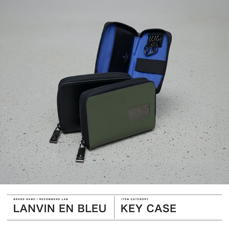 ランバン オン ブルー キーケース メンズ スマートキー 革 LANVIN en Bleu カード 免許証 ブランド おしゃれ 本革 牛革 レザー ファスナー 大きめ カードケース 一体型 4連 鍵入れ ロゴ ディアブロ 519602