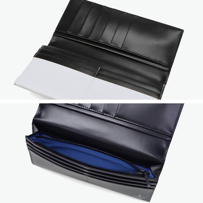 ランバン オン ブルー 長財布 メンズ 薄い 本革 LANVIN en Bleu 財布 革 牛革 ブランド 軽量 軽い かぶせ フラップ 小銭入れ 小銭入れ付き 薄型 スリム 革財布 おしゃれ シンプル ロゴ ディアブロ 519605