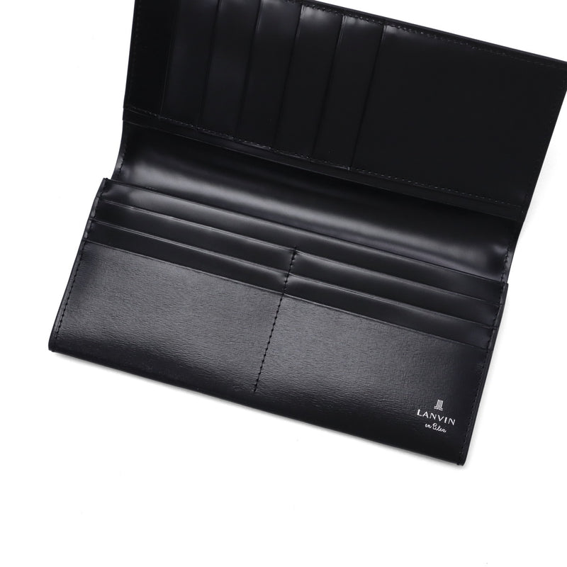 ランバン オン ブルー 長財布 メンズ 薄い 本革 LANVIN en Bleu 財布 革 牛革 ブランド 軽量 軽い かぶせ フラップ 小銭入れ 小銭入れ付き 薄型 スリム 革財布 おしゃれ シンプル ロゴ ディアブロ 519605