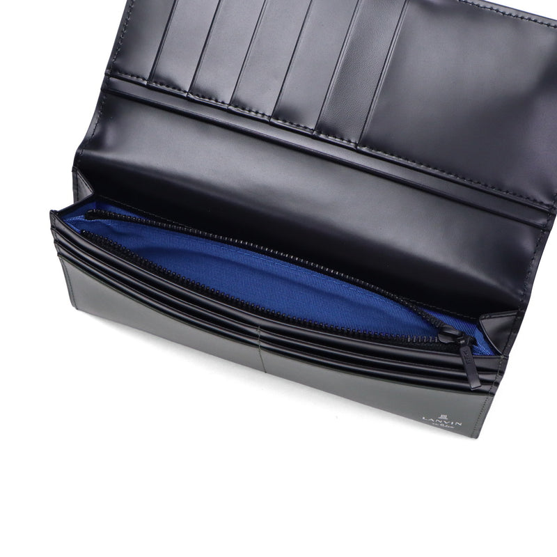 ランバン オン ブルー 長財布 メンズ 薄い 本革 LANVIN en Bleu 財布 革 牛革 ブランド 軽量 軽い かぶせ フラップ 小銭入れ 小銭入れ付き 薄型 スリム 革財布 おしゃれ シンプル ロゴ ディアブロ 519605