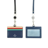 ランバン オン ブルー IDケース メンズ 本革 LANVIN en Bleu IDカードホルダー IDカードケース ブランド レザー 牛革 革 ネックストラップ リール付き おしゃれ 軽量 カード スタンパ 522606