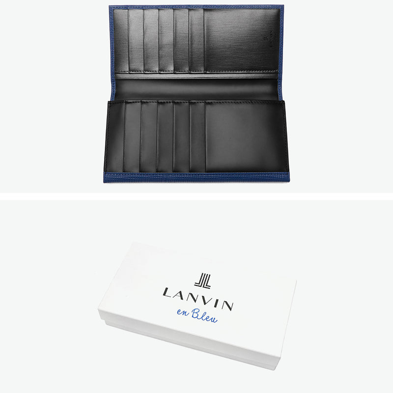 ランバン オン ブルー 長財布 メンズ ブランド 薄い LANVIN en Bleu 財布 かぶせ フラップ 小銭入れあり シンプル 本革 牛革 革 レザー ブラック 黒 グレー 白 青 おしゃれ 上品 ビジネス ゼブダ 529616