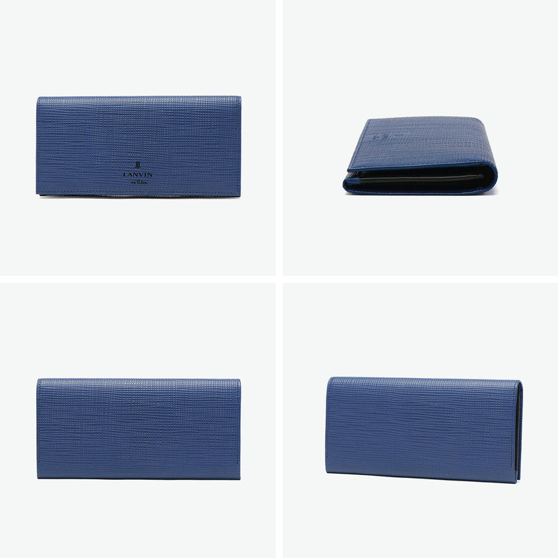 ランバン オン ブルー 長財布 メンズ ブランド 薄い LANVIN en Bleu 財布 かぶせ フラップ 小銭入れあり シンプル 本革 牛革 革 レザー ブラック 黒 グレー 白 青 おしゃれ 上品 ビジネス ゼブダ 529616