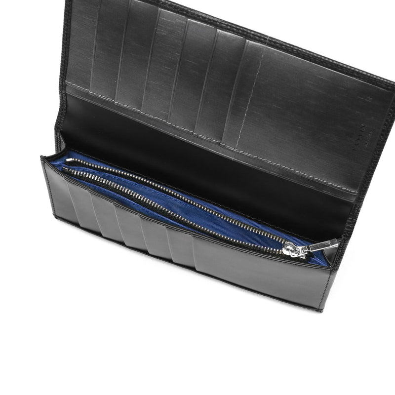 ランバン オン ブルー 長財布 メンズ ブランド 薄い LANVIN en Bleu 財布 かぶせ フラップ 小銭入れあり シンプル 本革 牛革 革 レザー ブラック 黒 グレー 白 青 おしゃれ 上品 ビジネス ゼブダ 529616