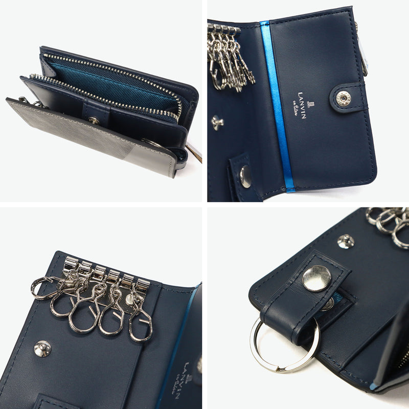 Lanvin On Blue Key Case for Men Smart Key Leather Brand Lanvin en Bleu Coin Purse Coin Purse 카드가있는 5 라인 코인 케이스 소형 간단한 슬림 키 경량 부분 555611