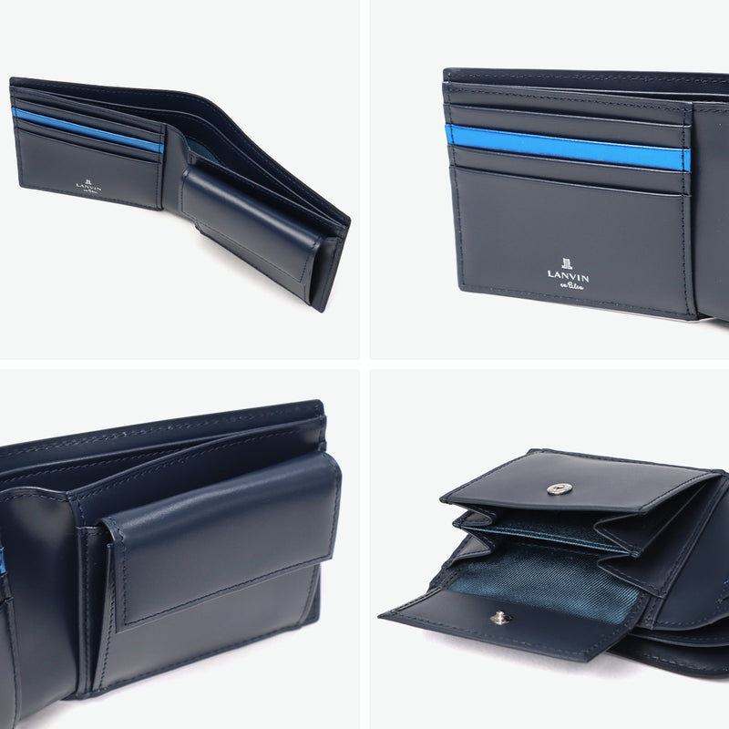 Lanvin on Blue Wallet Men's Compact LANVIN en Bleu Two-fold Bifold Brand Genuine Leather Cowhide Leather Small Small Wallet Wallet Simple Logo Adult Elegant Stylish Partial 555613