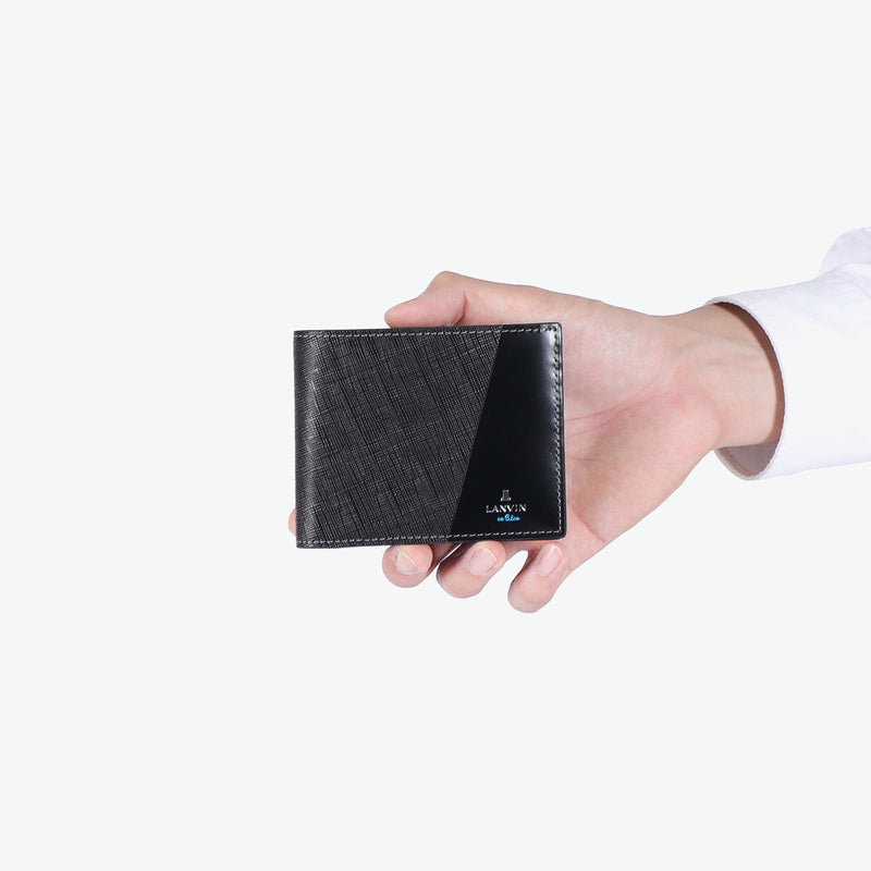 Lanvin on Blue Wallet Men's Compact LANVIN en Bleu Two-fold Bifold Brand Genuine Leather Cowhide Leather Small Small Wallet Wallet Simple Logo Adult Elegant Stylish Partial 555613