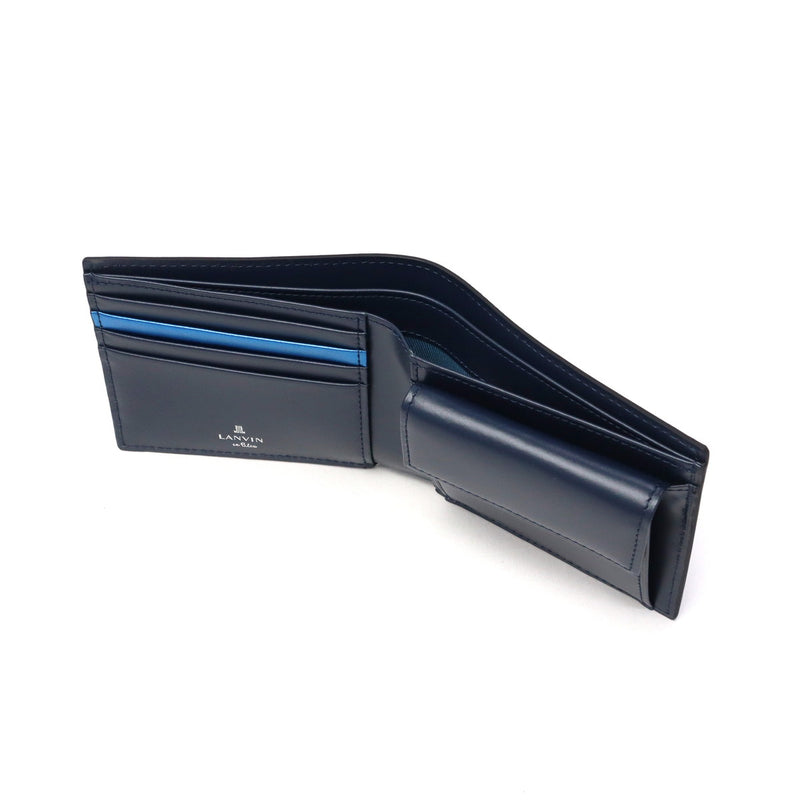 Lanvin on Blue Wallet Men's Compact LANVIN en Bleu Two-fold Bifold Brand Genuine Leather Cowhide Leather Small Small Wallet Wallet Simple Logo Adult Elegant Stylish Partial 555613