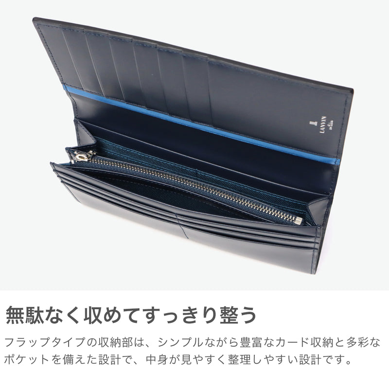 Lanvin di Lanvin Long Long Lanvin en Bleu Kulit Tulen Kulit Tipis Dompet Tipis Kapasiti Besar Penutup Dewasa Dewasa Mudah Elegant Elegant Long Card Card Coin Parse Parse 555615