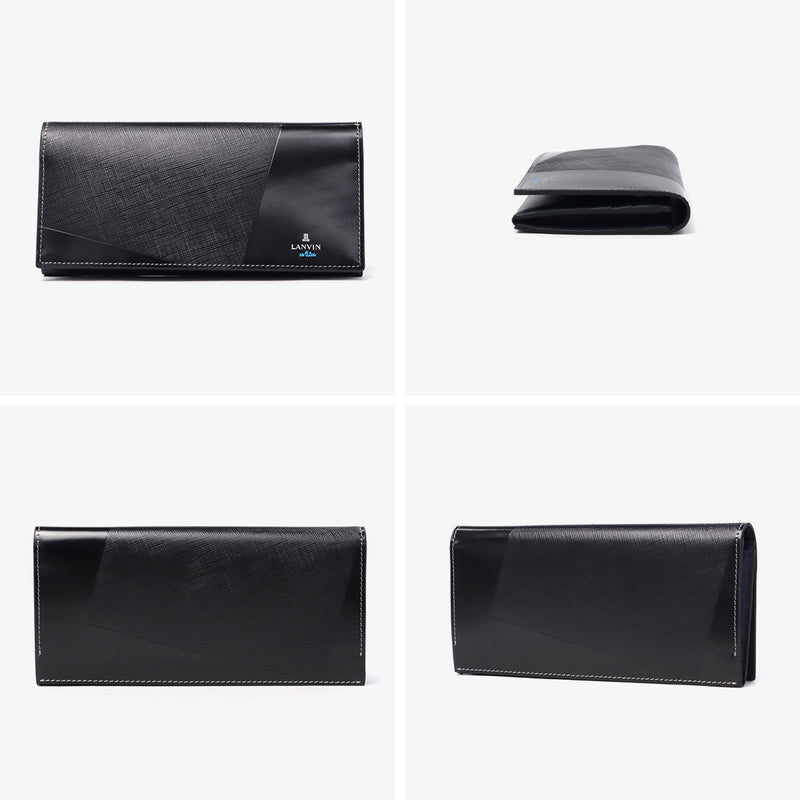 Lanvin di Lanvin Long Long Lanvin en Bleu Kulit Tulen Kulit Tipis Dompet Tipis Kapasiti Besar Penutup Dewasa Dewasa Mudah Elegant Elegant Long Card Card Coin Parse Parse 555615