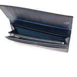 Lanvin di Lanvin Long Long Lanvin en Bleu Kulit Tulen Kulit Tipis Dompet Tipis Kapasiti Besar Penutup Dewasa Dewasa Mudah Elegant Elegant Long Card Card Coin Parse Parse 555615